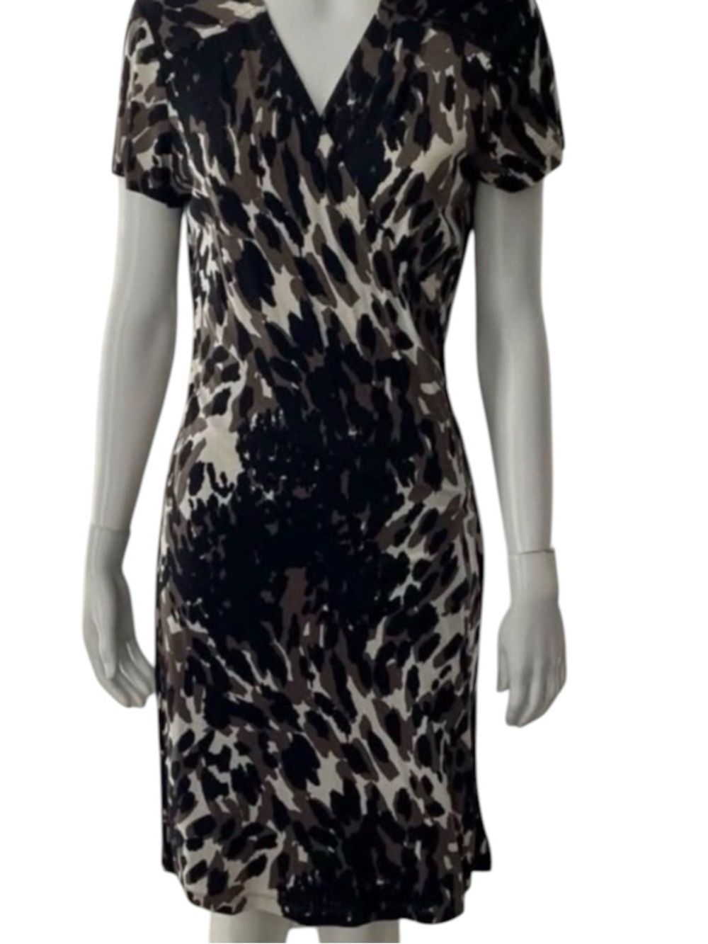 Banana Republic Elegant Black and Cream Patterned Dress (L) - Picture 3 of 12